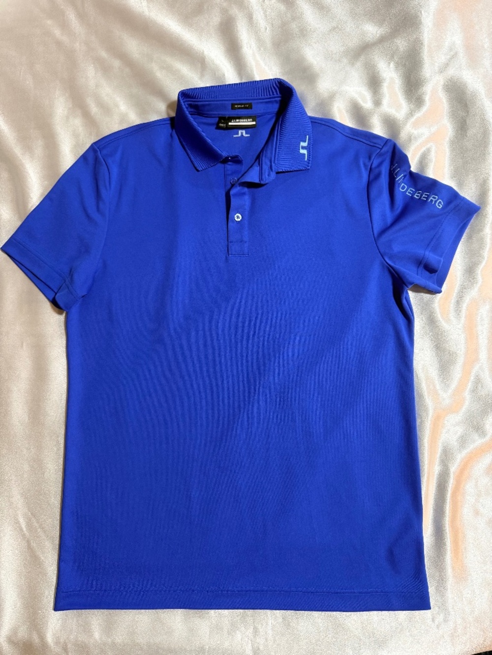 J.Lindeberg Men’s Reg Fit Golf Polo Royal Blue Performance Shirt Size L